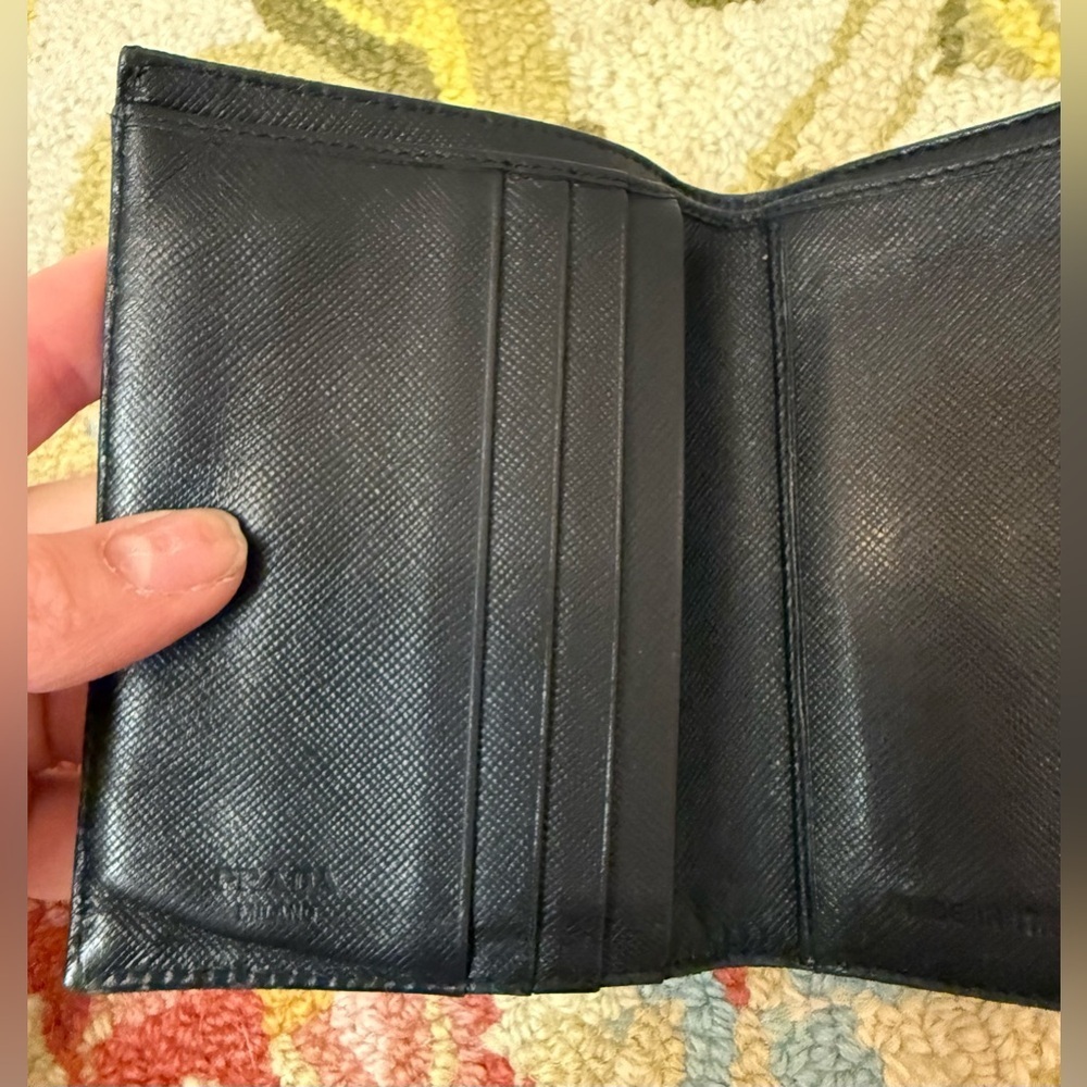 PRADA Unisex Tessuto Trifold Black Nylon Compact Wallet - Picture 9 of 16